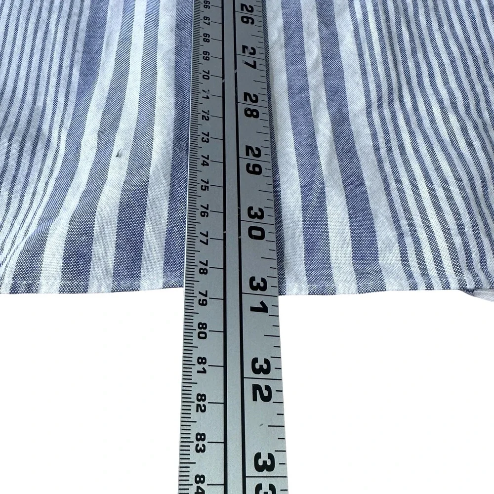 J‎ Crew Broken In Oxford Slim Organic Cotton Blue Stripe Button Shirt Men XXL